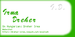 irma dreher business card